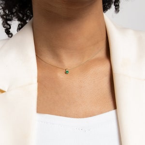 Emerald Solitaire Necklace Set Emerald Necklace and Earrings May Birthstone Gift Bridesmaid Necklace Set LS00001E image 1