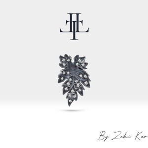 Sterling Silver Leaf Brooch: Diamond Accent, Unique Statement Jewelry