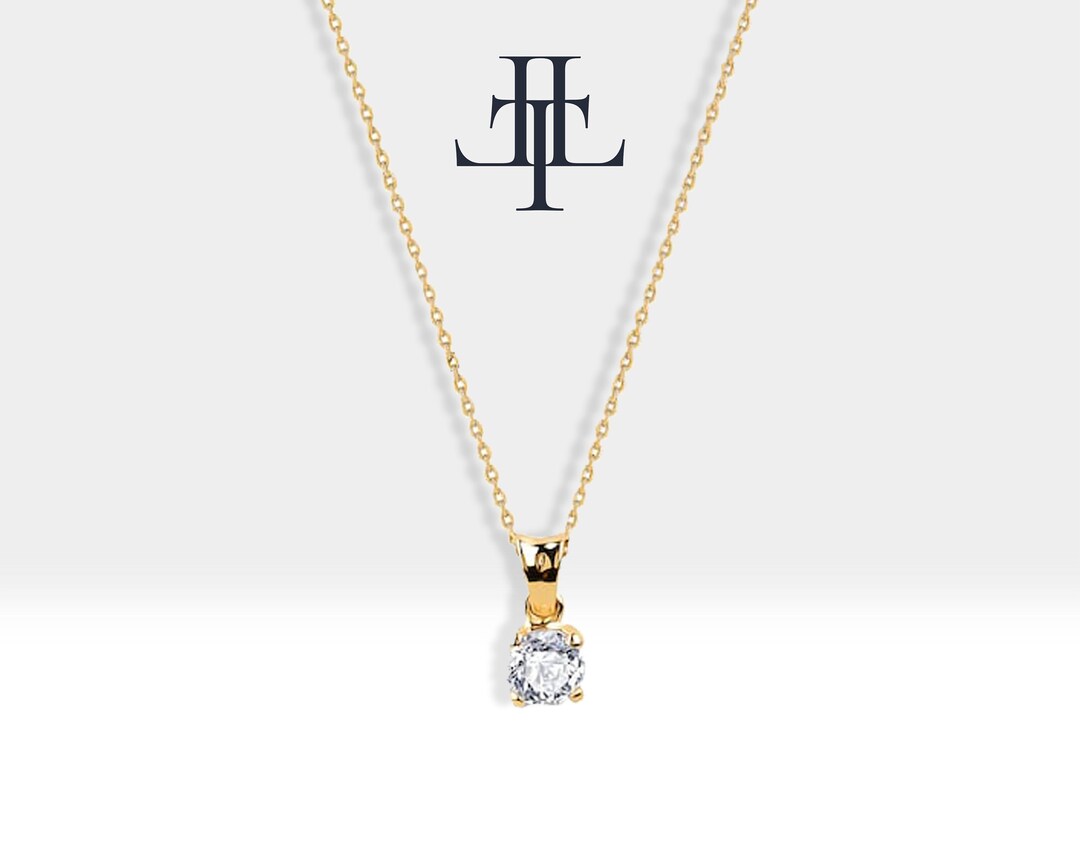 Diamonds and 14k Yellow Gold Solitaire Necklace