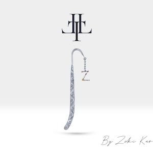 Silver Bookmark with Charm, Customizable Letter Bookmark with Colorful Sapphire, Handmade Unique Gift, Gift for Book Lovers | LZ00034S
