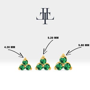 Cartilage Tragus Piercing with Round Cut Green Garnet Piercing in 14K White-Yellow-Rose Solid Gold 16G(1.2mm),8mm Bar Length,LP00021G image 5