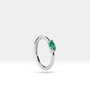 Knorpel Hoop mit Marquise Smaragd Clicker in 14K Gelb-Weiß-Rose Massivgold 16G 12 mm Clicker | LE00027E