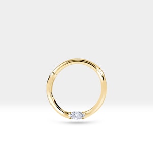 Piercing singolo a cerchio per cartilagine con diamanti taglio marquise in oro massiccio giallo-bianco-rosa 14K - 16G 10 mm - 12 mm esterno/ LC00028D