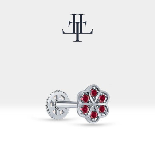 Screw Back Stud Earrings / 14k Solid Gold Round shops Cut Natural Ruby Stud / Ruby Cartilage Earring / Helix Tragus Piercing