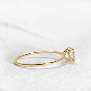 Straight Shank Rose Cut Diamond Ring,14K Yellow Solid Gold,Prong Setting Solitaire Dainty Ring image 5