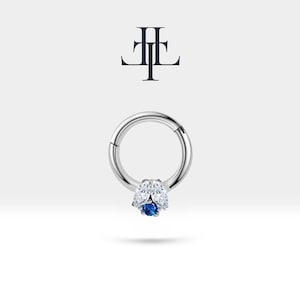 Knorpel Piercing mit Marquise Diamant und Sapphire Helix Hoop in 14K Weiß-Gelb-Rose Solid Gold Tragus Hoops 16G(1.2 mm), LC00024DS