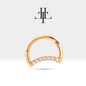 Piercing de aro con diseño de luna en oro amarillo macizo de 14 quilates, con diamante para cartílago, 16 g (1,2 mm), 10 mm de diámetro exterior/LC00045D
