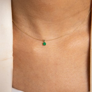 Emerald Solitaire Necklace Set Emerald Necklace and Earrings May Birthstone Gift Bridesmaid Necklace Set LS00001E image 2