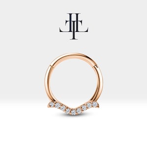 Cartilage Hoop  Round Cut Diamond Dove Clicker , Single Earing , 14K White Yellow Rose Solid Gold , 16G(1.2mm)| LC00029D
