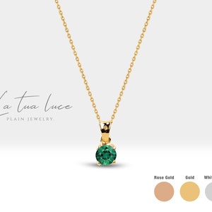 Emerald Solitaire Necklace Set Emerald Necklace and Earrings May Birthstone Gift Bridesmaid Necklace Set LS00001E image 7