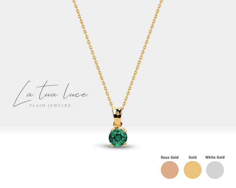 Emerald Solitaire Necklace Set Emerald Necklace and Earrings May Birthstone Gift Bridesmaid Necklace Set LS00001E image 7