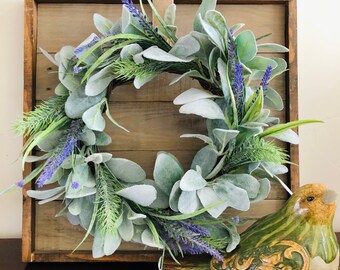 Lambs Ear and Lavender Garland, Year Round Garland, Spring Mantle Decor ...