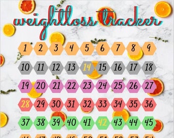 Printable Weight loss Tracker Chart up to 90lbs
