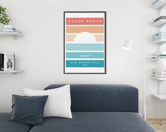 Ocean Beach San Francisco Wall Art, Ocean Beach print, San Francisco printable, Sunset print