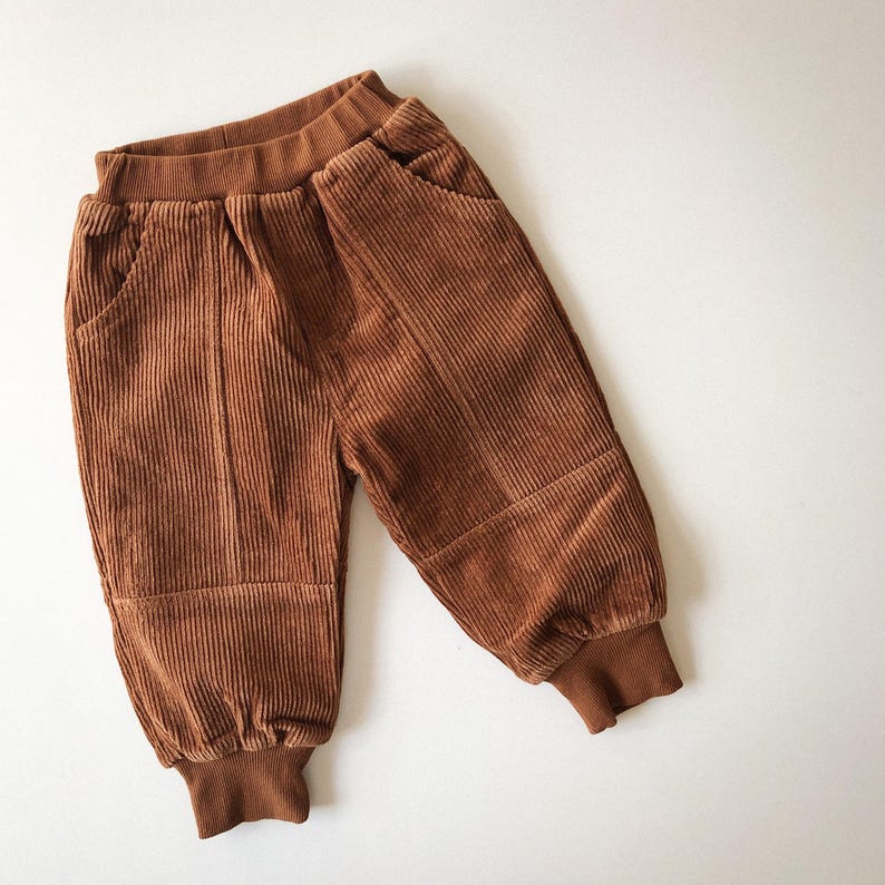 Cosy Panelled Corduroy Pants with Ribbed Cuffs and Warm Fleece Lining