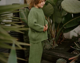 クローバーカラーのコットンニットパンツ