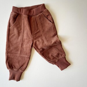Cosy Panelled Corduroy Pants with Ribbed Cuffs and Warm Fleece Lining