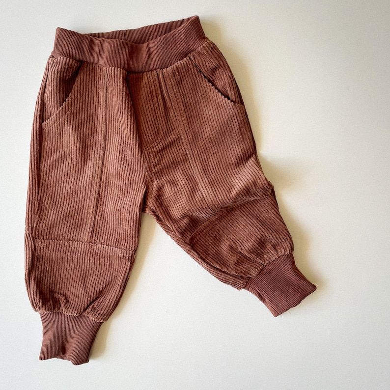 Cosy Panelled Corduroy Pants with Ribbed Cuffs and Warm Fleece Lining