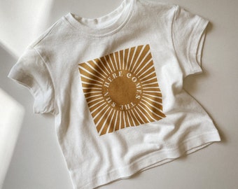 Here Comes the Sun Tee in Hemp & Organic Cotton Printed Tee T-Shirt Top Tshirt Summer Beach Kids Child Toddler Baby Unisex