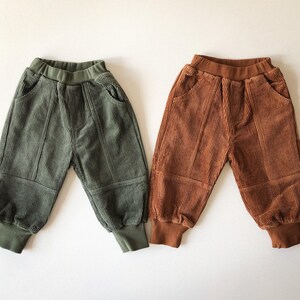 Cosy Panelled Corduroy Pants with Ribbed Cuffs and Warm Fleece Lining