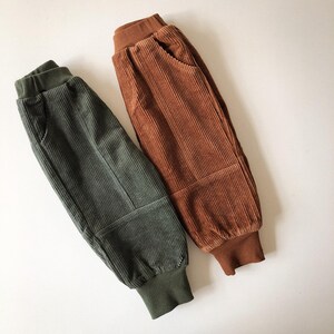 Cosy Panelled Corduroy Pants with Ribbed Cuffs and Warm Fleece Lining