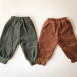 Cosy Panelled Corduroy Pants with Ribbed Cuffs and Warm Fleece Lining