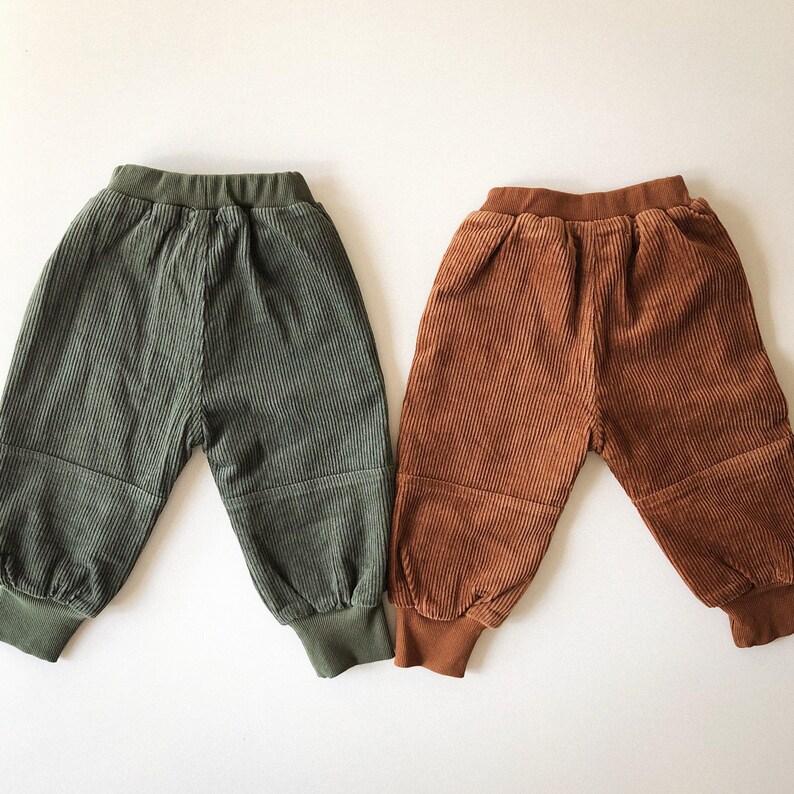 Cosy Panelled Corduroy Pants with Ribbed Cuffs and Warm Fleece Lining
