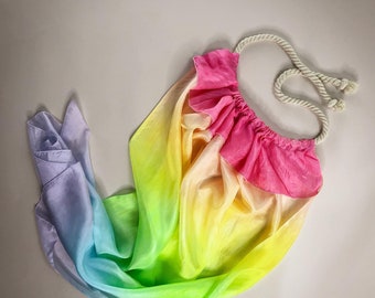 100% Silk Rainbow Dress Up Cape