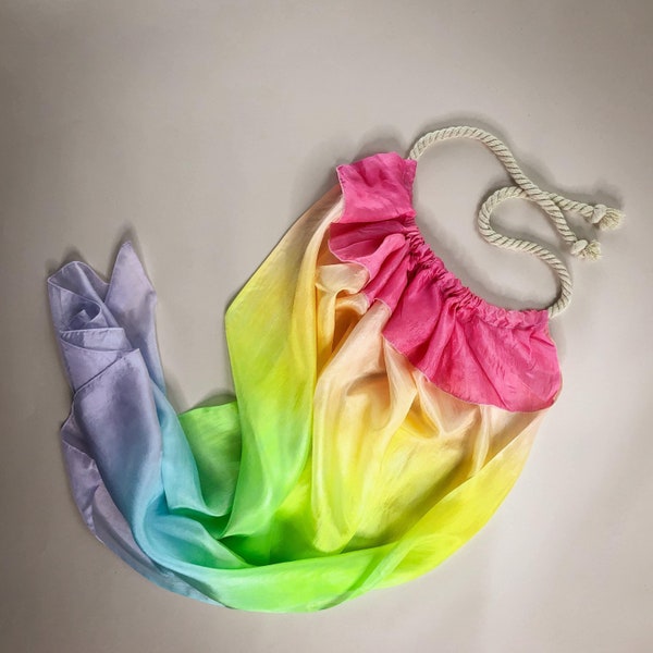 100% Silk Rainbow Dress Up Cape