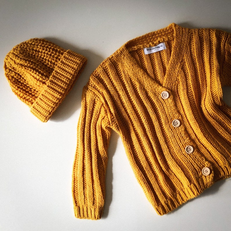 Boys Girls Kids Mustard Yellow Wool Knit Beanie Knitted Hat sizes 1 7 image 2