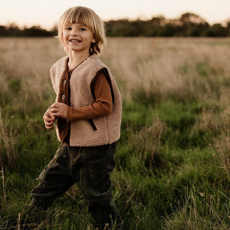 Cosy Panelled Corduroy Pants with Ribbed Cuffs and Warm Fleece Lining