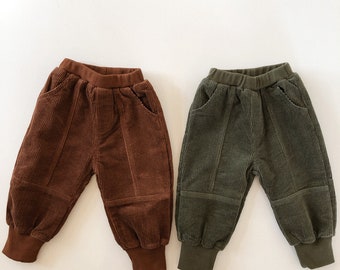 Corduroy Pants with Ribbed Cuffs