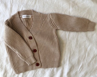 Chunky Rib Knit Cardigan in Oatmeal Marle