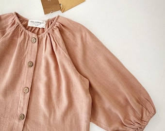 The Gypsy Blouse - Dusty Pink Linen Cotton Blend