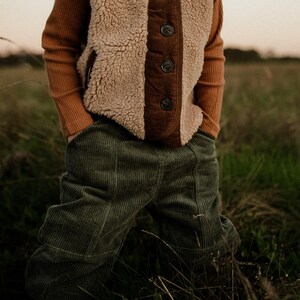 Cosy Panelled Corduroy Pants with Ribbed Cuffs and Warm Fleece Lining