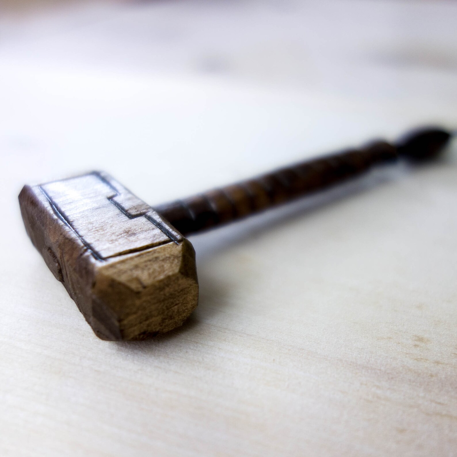Thor hammer Mjolnir wooden mallet necklace. Hand carved from Etsy