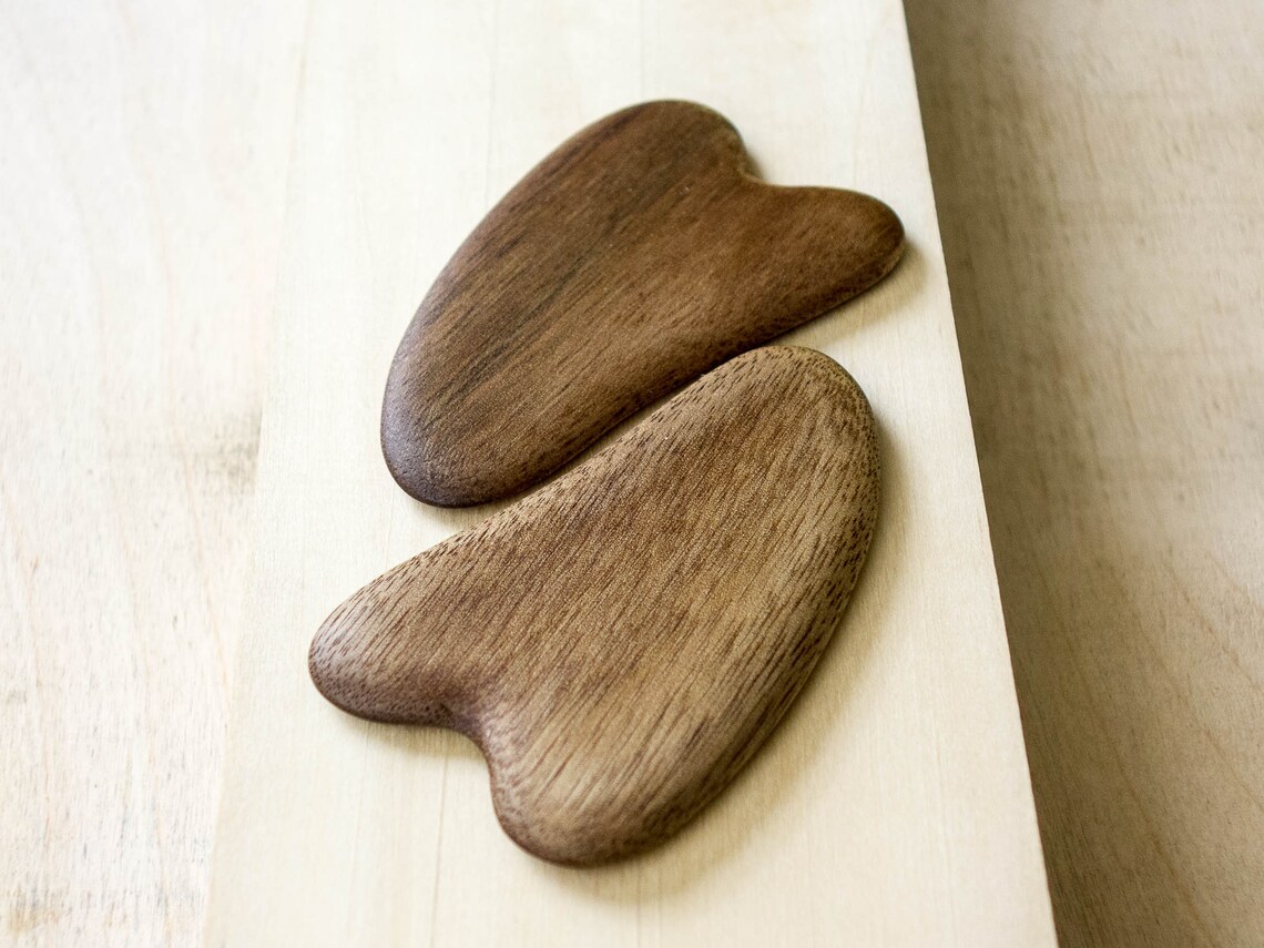 Set of 2 Gua Sha wooden facial massage scrapers. Made of Etsy