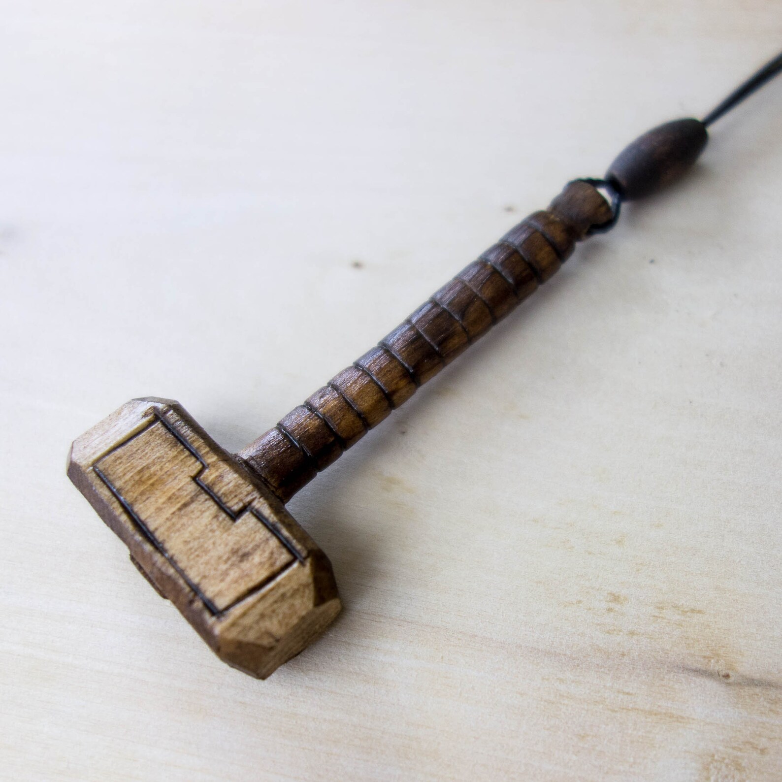 Thor hammer Mjolnir wooden mallet necklace. Hand carved from Etsy