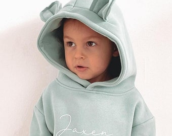 Personalised Hoodie, Bear Hoodie, Toddler Clothing, Kids Hoodie, Personalised Bear Ear Hoodie, Personalised Clothes, New Baby Gift