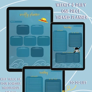 Simple Weekly & Daily One Piece Themed Digital Planner for GoodNotes with Anime Watched List