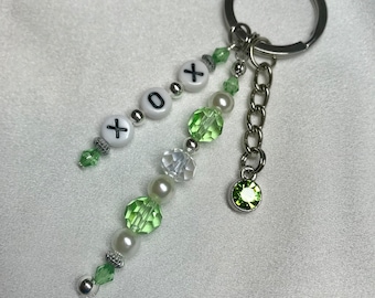 Personalised beaded keyring, personalise with name or word and initial, charm, bead colour, keychain, personalised keychain, beaded keychain