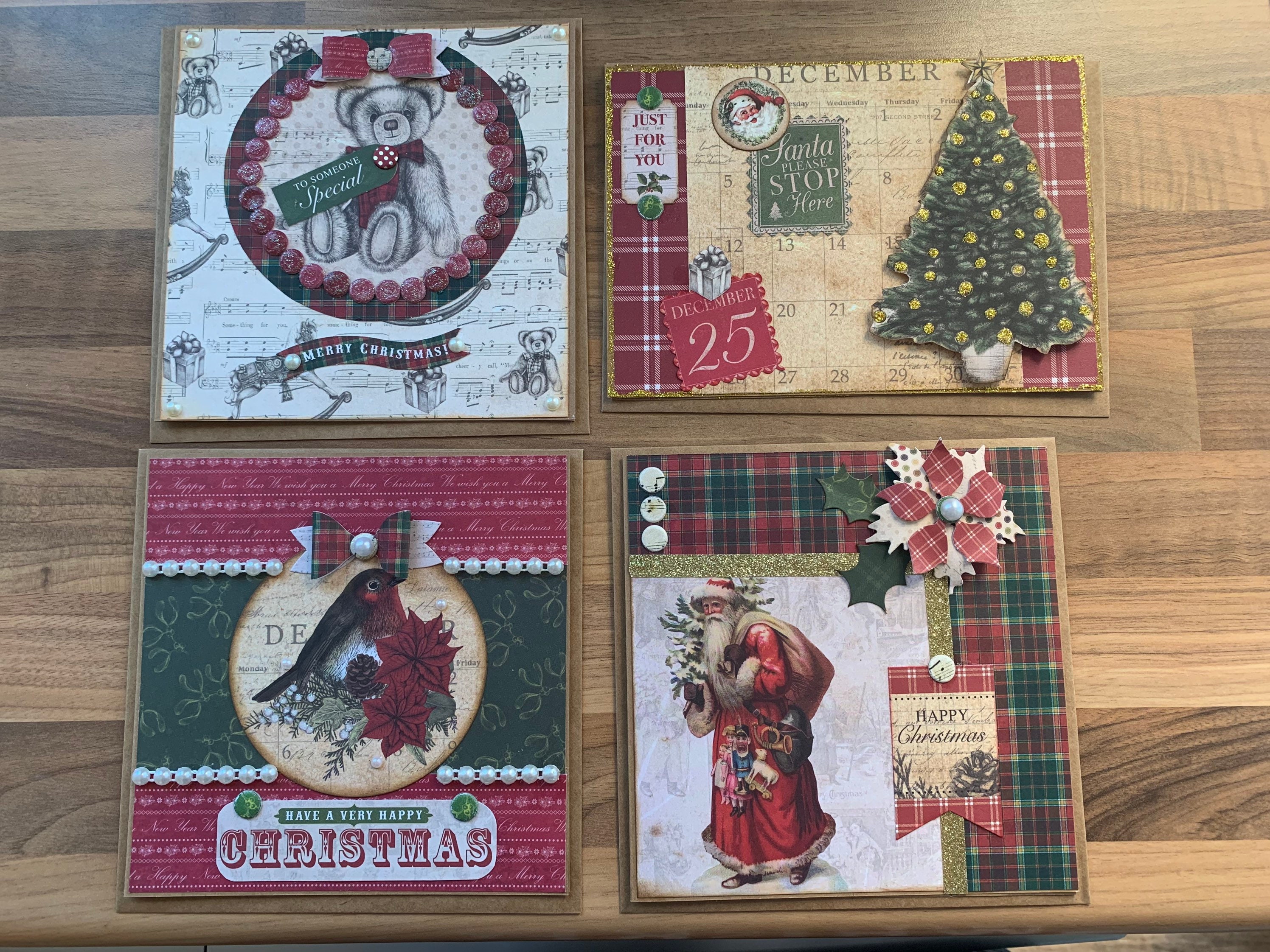 4x handmade Christmas card pack traditional Christmas cards Etsy