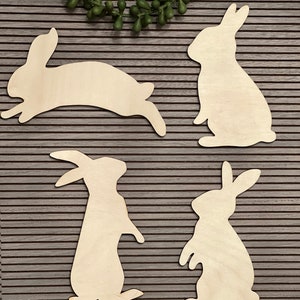 Wooden Easter Rabbits Cutouts, Unfinished Wood Bunnies, Rabbit Wood Shapes, Bunny Wooden Shapes, Animal Shaped Cutouts, Craft Projects