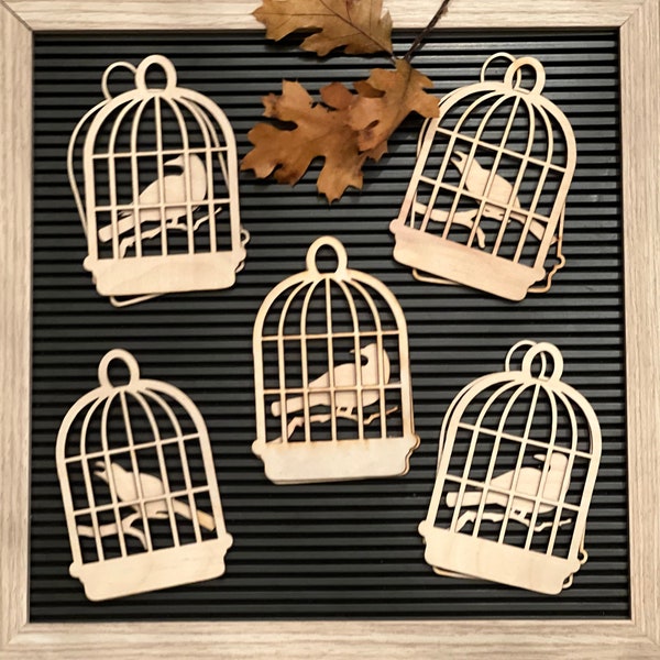 Fall Crow and Bird Cage Cutouts-DIY Fall Decor-DIY Halloween Garland-DIY Spooky Halloween Decor-Wooden Bird Cage Banners