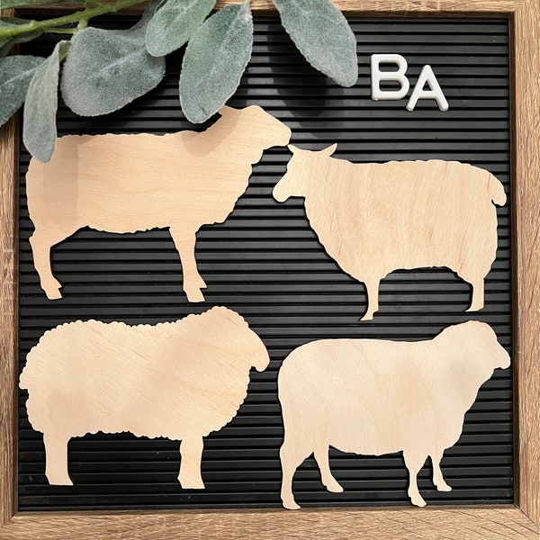 Wooden Sheep Cutouts, Unfinished Wood Sheep, Sheep Wood Shapes, Farm Animal Wooden Shapes, Animal Shaped Cutouts, Craft Projects, DIY crafts