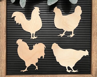 Wooden Chicken Cutouts, Unfinished Wood Chicken, Chicken Wood Shapes, Farm Animal Wooden Shapes, Animal Shaped Cutouts, Craft Projects
