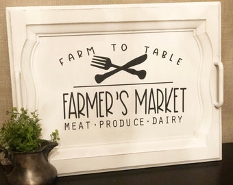 Vinyl Decal, Farm To Table Vinyl Decal, Farmer's Market Sticker, Farmhouse Vinyl Decal, Fork and Knife Decal, Kitchen Decal