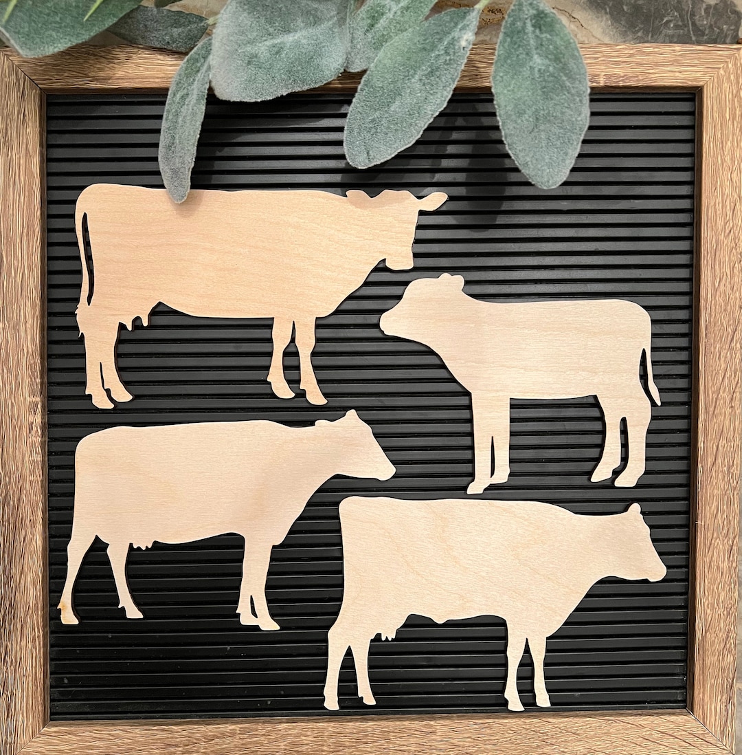 Wooden Cow Cutouts, Unfinished Wood Cows, Cow Wood Shapes, Farm Animal