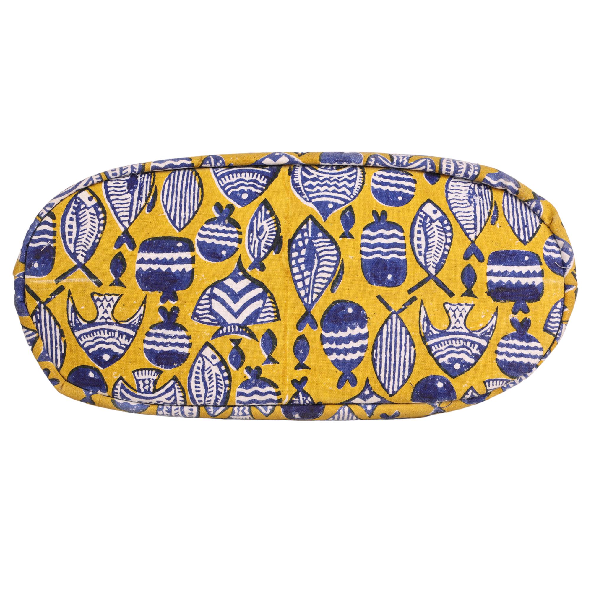 Orange - Hand Block Print Cotton Shoulder Bag