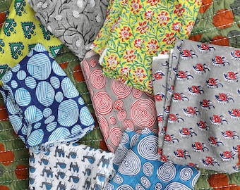 Indha Hand Block Print Cotton Fabric | Jaipuri Hand Block Print | Dress Material | Kurti Material | Un stitched Fabric | 3.2 Yards Fabric